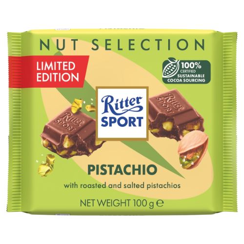 RITTER SPORT NUT SELECTION PISTACHIO LIMITED EDITION BLOCK 100G