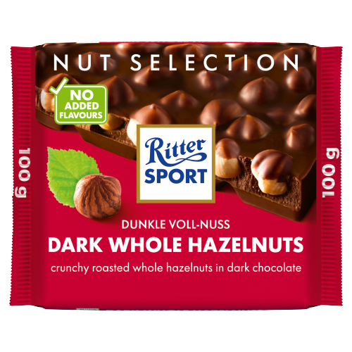 RITTER SPORT NUT SELECTION DARK WHOLE HAZELNUTS 5PK 100G