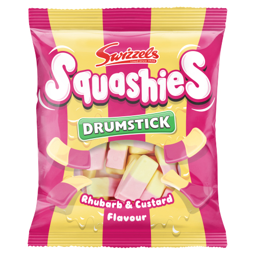 SWIZZELS DRUMSTICK SQUASHIES RHUBARB & CUSTARD POUCH 140G