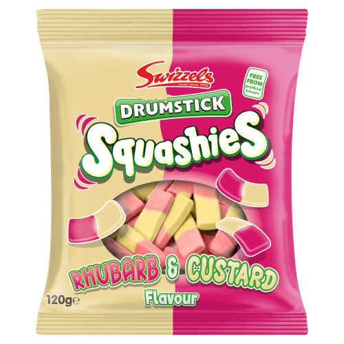 SWIZZELS DRUMSTICK SQUASHIES RHUBARB & CUSTARD FLAVOUR 120G