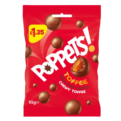 POPPETS BAG CHEWY TOFFEE PMP £1.35 95G