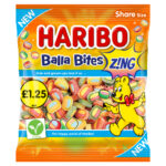 HARIBO BALLA BITES VEGAN FRIENDLY ZING PMP £1.25 140G- LAUNCH JUNE-2026