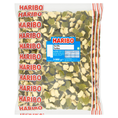 HARIBO TERRIFIC TURTLES BUBBLEGUM JELLY & FOAM SWEETS BAG 3KG