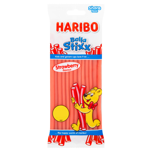 HARIBO BALLA STIXX STRAWBERRY BAG PMP £1.25 140G