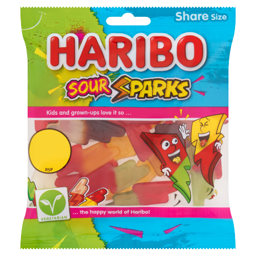 HARIBO SOUR SPARKS BAG PMP £1.25 140G