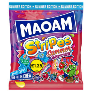MAOAM STRIPES SUMMER BERRIES BAG PMP £1.25 140G