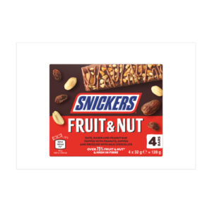 SNICKERS TRIPLE TREAT FRUIT & NUT CHOCOLATE SNACK BAR 4PK 128G