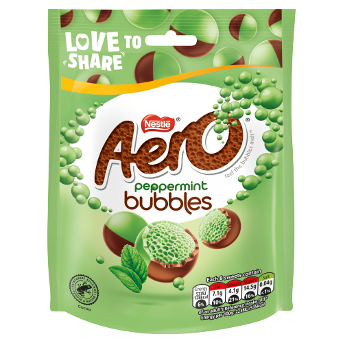 AERO BUBBLES PEPPERMINT MINT CHOCOLATE SHARING BAG 92G