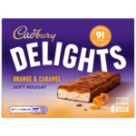 CADBURY DELIGHTS SOFT NOUGAT ORANGE & CARAMEL BARS 5PK 110G