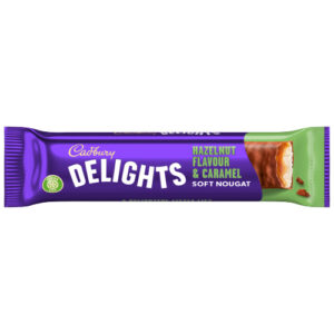 CADBURY DELIGHTS SOFT NOUGAT HAZELNUT FLAVOUR & CARAMEL BARS 5PK 110G