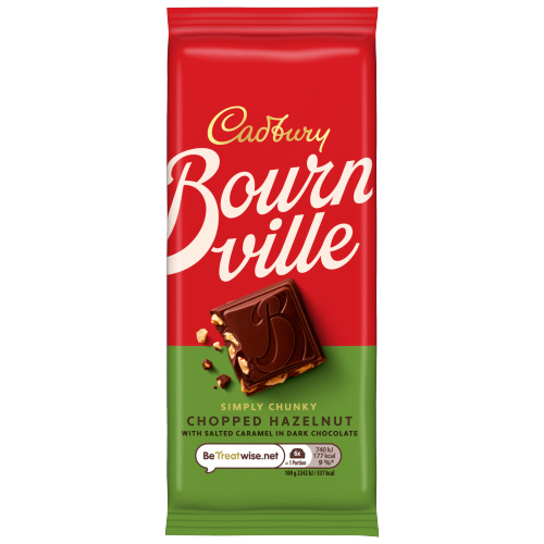 CADBURY BOURNVILLE CARAMEL HAZELNUT DARK CHOCOLATE BLOCK 100G