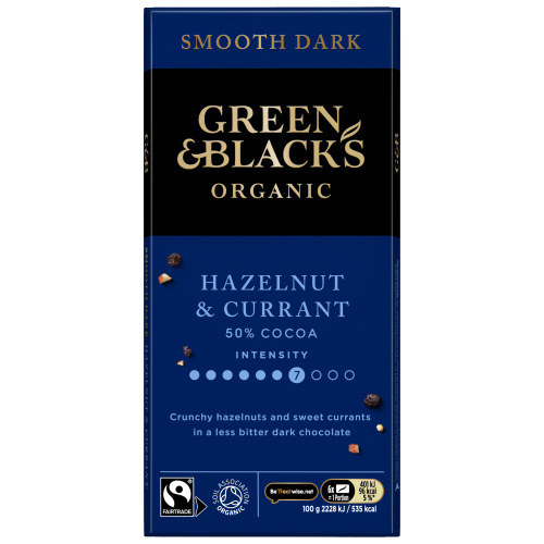 GREEN & BLACK'S ORGANIC HAZELNUT AND CURRANT BLOCK 90G