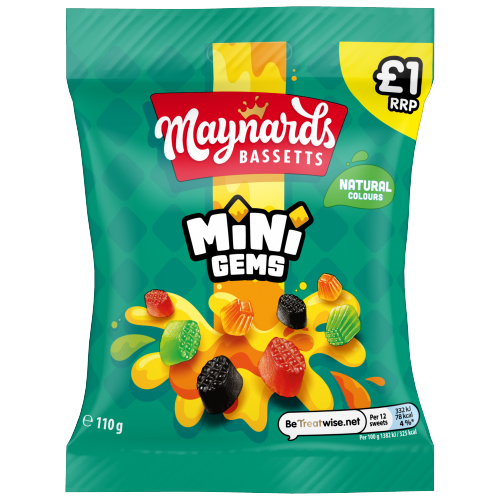 MAYNARDS BASSETTS MINI GEMS BAG PMP £1.00 110G