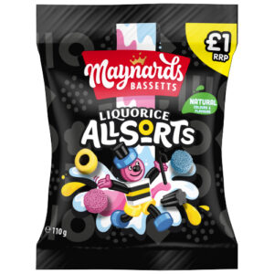 MAYNARDS BASSETTS LIQUORICE ALLSORTS BAG PMP £1.00 110G