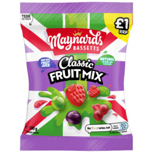 MAYNARDS BASSETTS CLASSIC FRUIT MIX CANDY SWEETS SHARING BAG PMP £1.00 100G
