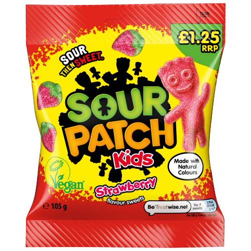 SOUR PATCH KIDS STRAWBERRY SWEETS PMP £1.25 105G