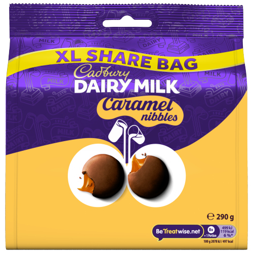 CADBURY DAIRY MILK CARAMEL NIBBLES BAG 290G