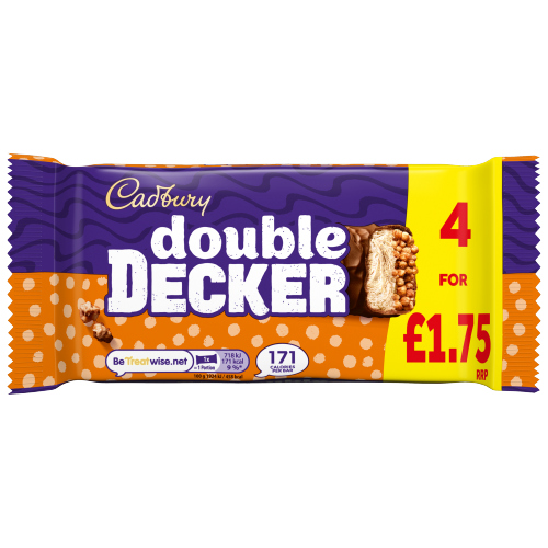 CADBURY DOUBLE DECKER CHOCOLATE BAR PMP £1.75 4PK 149.2G
