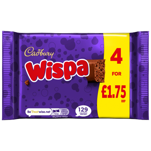 CADBURY WISPA CHOCOLATE BAR PMP £1.75 4PK 94.8G