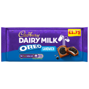 CADBURY DAIRY MILK OREO SANDWICH CHOCOLATE BLOCK PMP £1.75 96G