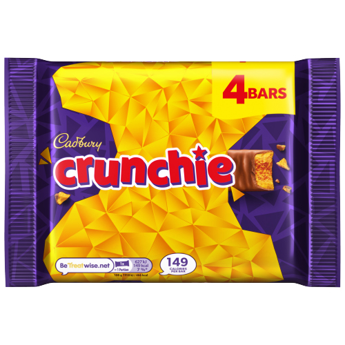 CADBURY CRUNCHIE CHOCOLATE BAR 4PK 128G