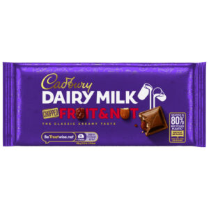 CADBURY DAIRY MILK FRUIT & NUT CHOPPED CHOCOLATE BLOCK 95G