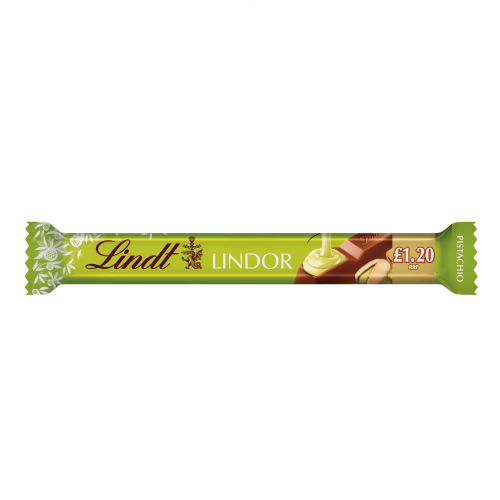 LINDT LINDOR PISTACHIO MILK CHOCOLATE TREAT BAR PMP £1.20 38G
