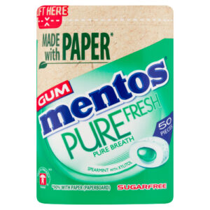 MENTOS GUM PURE FRESH PAPER BOTTLES SPEARMINT 100G