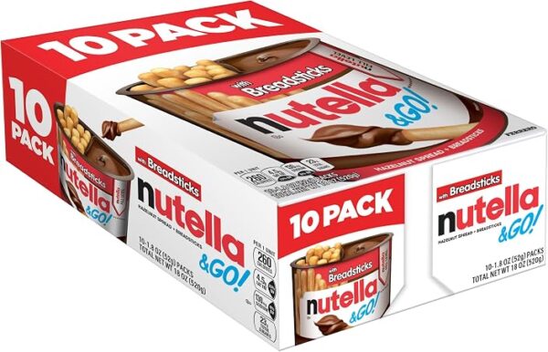 Nutella & Go Kids Snacks for Kids, Hazelnut Spread, 10 Pack, 1.8 Oz