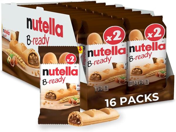 Nutella B-Ready Wafer Bars, Hazelnut Spread Bar, 1.55 oz each, 16 Packs