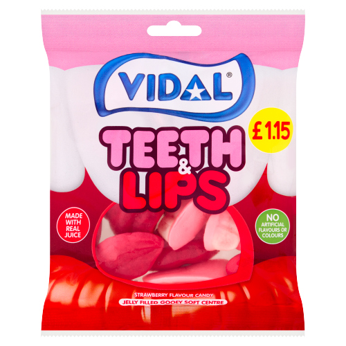 VIDAL TEETH & LIPS STRAWBERRY CANDY PMP £1.15 140G