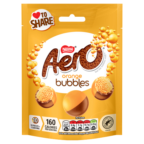 AERO BUBBLES ORANGE CHOCOLATE SHARE BAG 92G