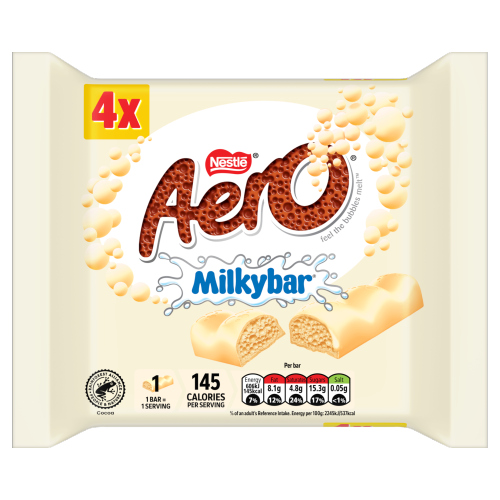 AERO MILKYBAR WHITE CHOCOLATE 4PK 108G-LAUNCH JULY-2026