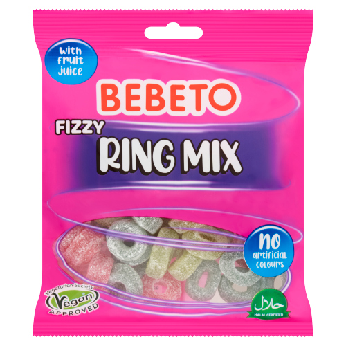 BEBETO FIZZY RING MIX PMP £1.00 150G