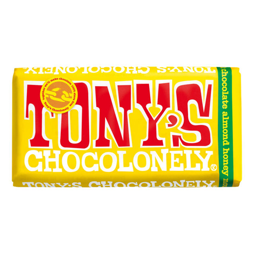 TONY'S CHOCOLONELY MILK ALMOND HONEY NOUGAT BLOCK 180G