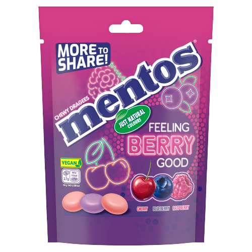 MENTOS FEELING BERRY GOOD CHEWY DRAGEES 160G