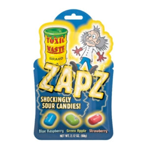 TOXIC WASTE ZAPZ SHOCKINGLY SOUR CANDIES 60G- LAUNCH APRIL-2026